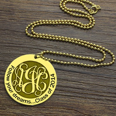 Follow Your Dreams Disc Monogram Necklace 18ct Gold Plated - Name My Jewelry ™