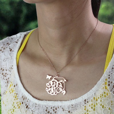 Butterfly and Vines Monogrammed Necklace 18ct Rose Gold Plated - Name My Jewelry ™