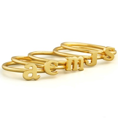 Stackable Initial Ring 18ct Gold Plated - Name My Jewelry ™