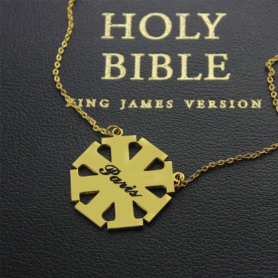 Customised Cross Necklace with Name 18ct Gold Plated 925 Silver - Name My Jewelry ™