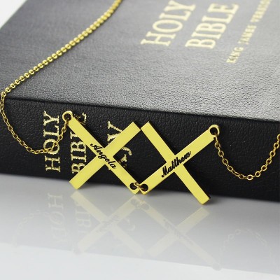Gold Plated 925 Silver Greece Double Cross Name Necklace - Name My Jewelry ™