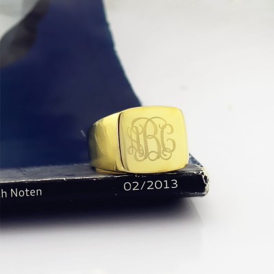 18ct Gold Plated Fashion Monogram Initial Ring - Name My Jewelry ™