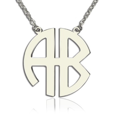 Personailzed Silver Two Initial Block Monogram Pendant - Name My Jewelry ™