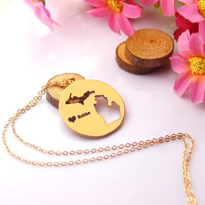 Custom Michigan Disc State Necklaces With Heart  Name Rose Gold - Name My Jewelry ™