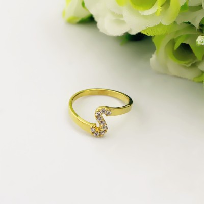 Custom Birthstone Initial Ring 18ct Gold Plated  - Name My Jewelry ™