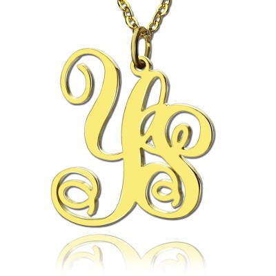18ct Gold Plated 2 Initial Monogram Necklace - Name My Jewelry ™