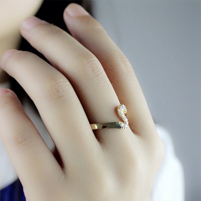 Custom Birthstone Initial Ring 18ct Gold Plated  - Name My Jewelry ™