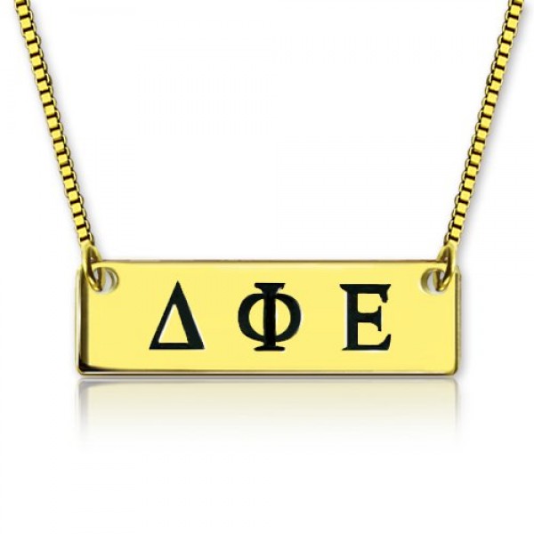 personalized Greek Letter Sorority Bar Necklace 18ct Gold Plated - Name My Jewelry ™