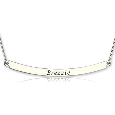 Curved Bar Pendant Necklace Sterling Silver - Name My Jewelry ™