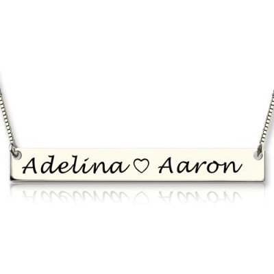 Couple Bar Necklace Engraved Name Sterling Silver - Name My Jewelry ™
