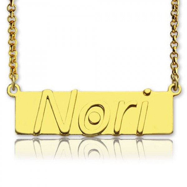 Custom Nameplate Bar Necklace 18ct Gold Plated - Name My Jewelry ™