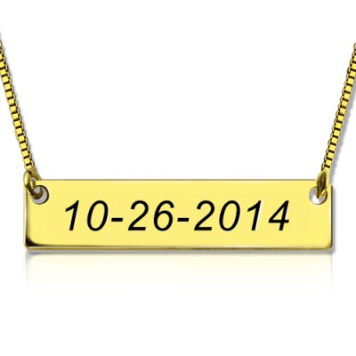 Engraved Date Bar Necklace 18ct Gold Plated - Name My Jewelry ™