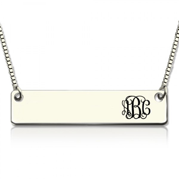 Engraved Monogram Initial Bar Necklace Sterling Silver - Name My Jewelry ™