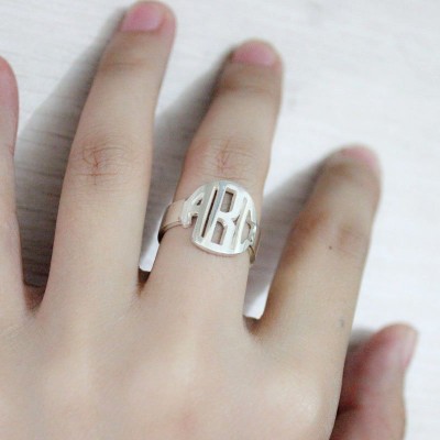 Sterling Silver Block Monogram Ring Gifts - Name My Jewelry ™