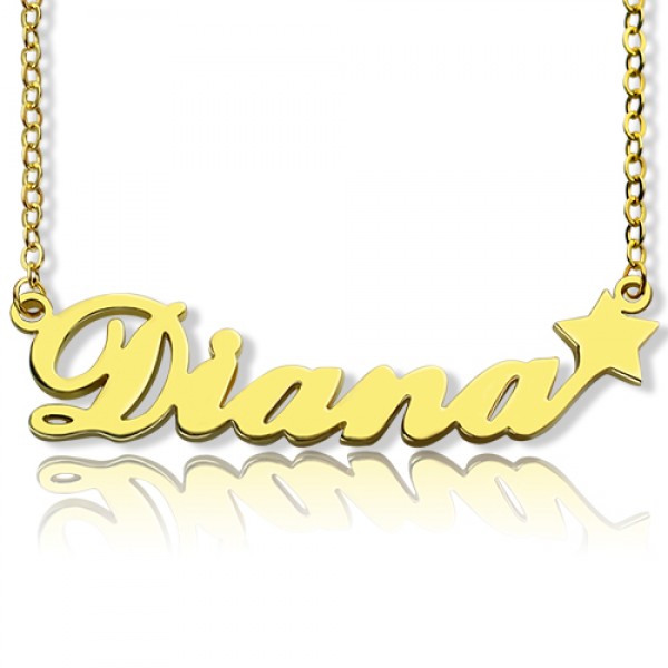 18ct Gold Plated Carrie Style Name Necklace With Star - Name My Jewelry ™