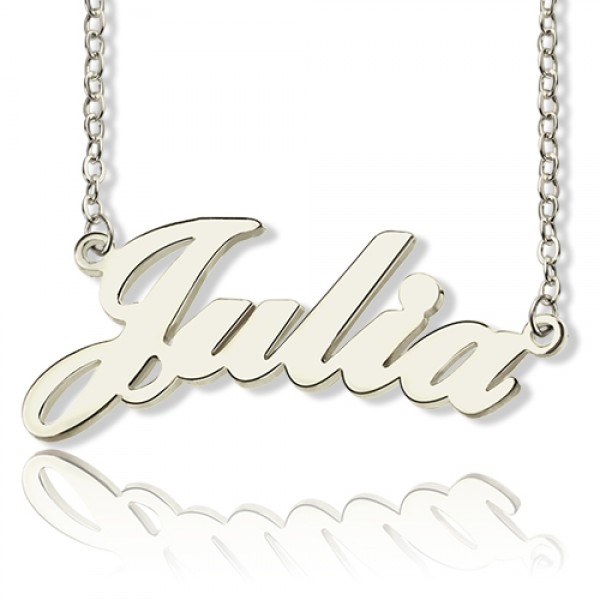 Solid 18ct White Gold Plated Julia Style Name Necklace - Name My Jewelry ™
