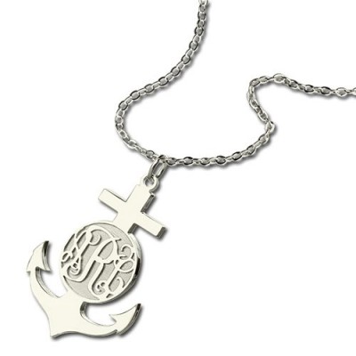 Sterling Silver Anchor Monogram Initial Necklace - Name My Jewelry ™