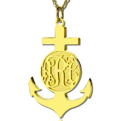 18ct Gold Plated Anchor Monogram Initial Necklace - Name My Jewelry ™