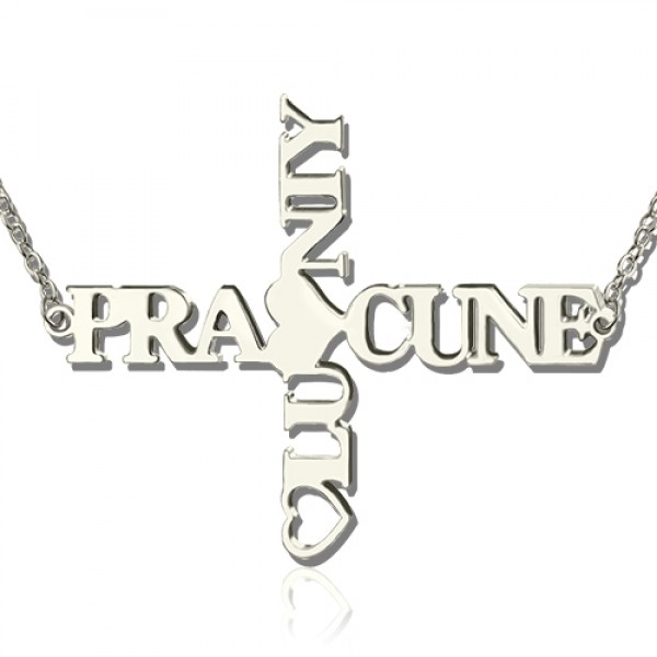 personalized Two Name Cross Necklace Sterling Silver - Name My Jewelry ™