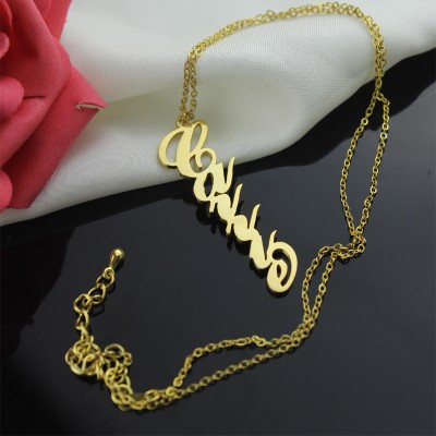 Vertical Carrie Name Plate Necklace 18ct Gold Plated - Name My Jewelry ™