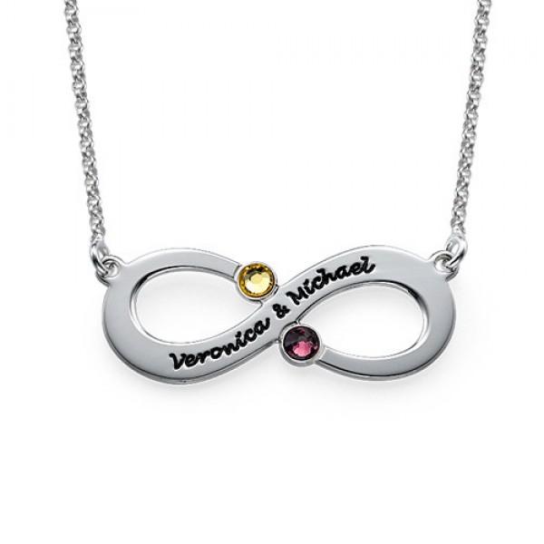 Couple's Infinity Necklace with Birthstones  - Name My Jewelry ™