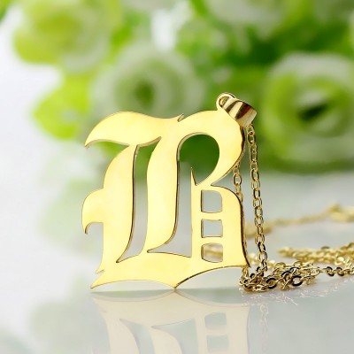 Custom Mens Initial Letter Charm Old English 18ct Gold Plated - Name My Jewelry ™