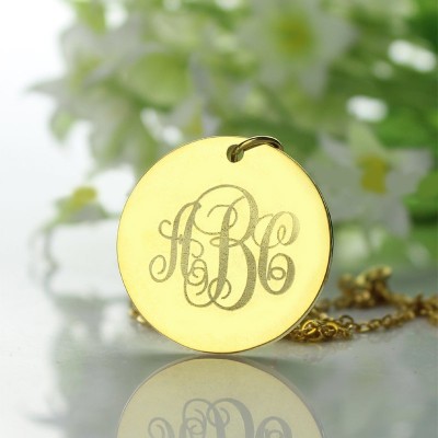 Disc Script Monogram Necklace 18ct Gold Plated - Name My Jewelry ™