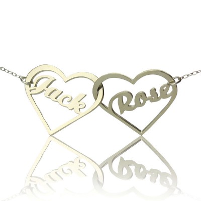Double Heart Love Necklace With Names Sterling Silver - Name My Jewelry ™