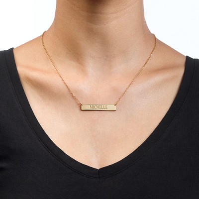 Engraved Bar Necklace in Gold Plating - Name My Jewelry ™