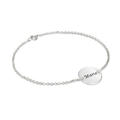 Engraved Disc Bracelet/Anklet In Sterling Silver - Name My Jewelry ™