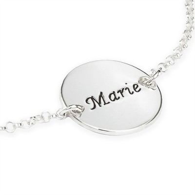 Engraved Disc Bracelet/Anklet In Sterling Silver - Name My Jewelry ™