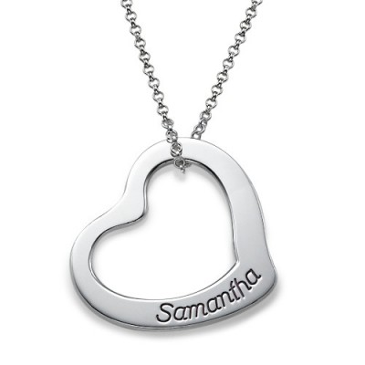 Engraved Floating Heart Necklace - Name My Jewelry ™