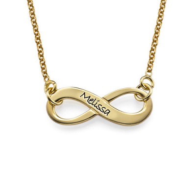 Engraved Infinity Necklace in 18ct Gold Plating - Name My Jewelry ™