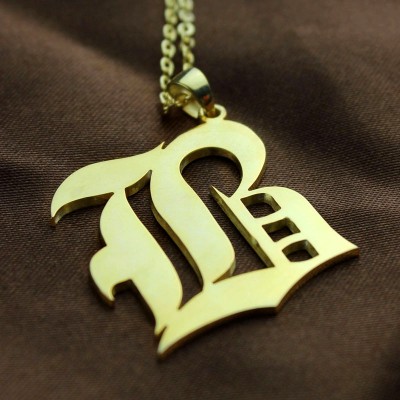 Custom Mens Initial Letter Charm Old English 18ct Gold Plated - Name My Jewelry ™