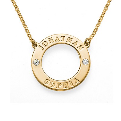 Engraved Karma Necklace with Two Crystals - Name My Jewelry ™