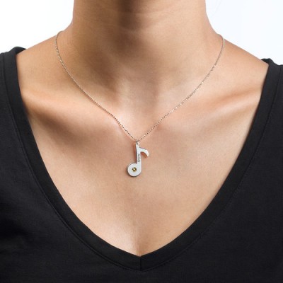 Engraved Music Note Necklace with Birthstone  - Name My Jewelry ™