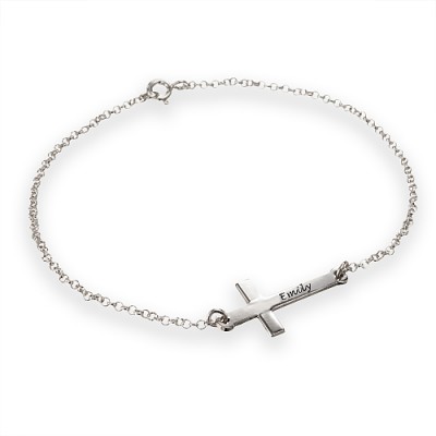 Engraved Side Cross Bracelet/Anklet - Name My Jewelry ™