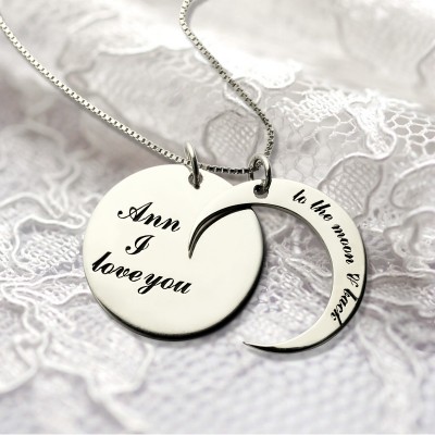 personalized I Love You to the Moon and Back Love Necklace Sterling Silver - Name My Jewelry ™