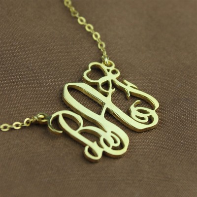 personalized Initial Monogram Necklace With Heart 18ct Gold Plated - Name My Jewelry ™
