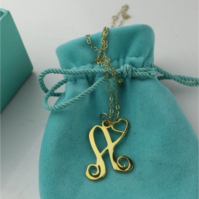Single Letter Monogram With Heart Necklace In 18ct Gold Plated - Name My Jewelry ™