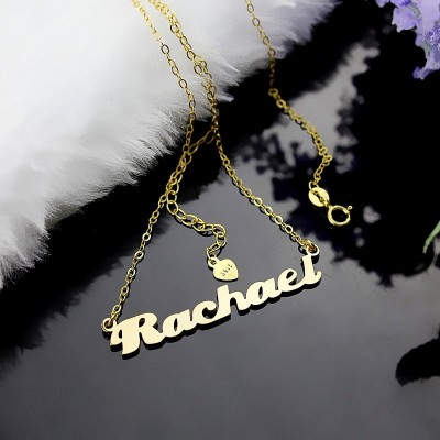 personalized 18ct Gold Plated Silver Puff Font Name Necklace - Name My Jewelry ™