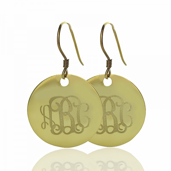 Disc Signet Monogram Earrings In Gold - Name My Jewelry ™
