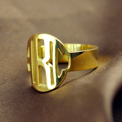 18ct Gold Plated Block Monogram Ring - Name My Jewelry ™