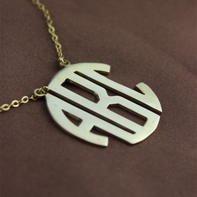 18ct Gold Plated Block Monogram Pendant Necklace - Name My Jewelry ™