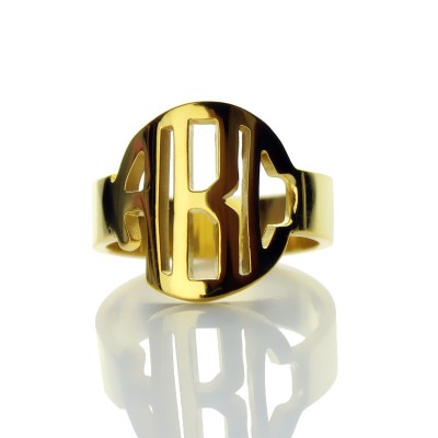 18ct Gold Plated Block Monogram Ring - Name My Jewelry ™