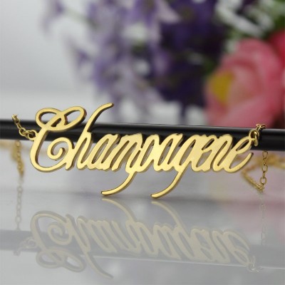 18ct Gold Plated Silver 925 personalized Champagne Font Name Necklace - Name My Jewelry ™