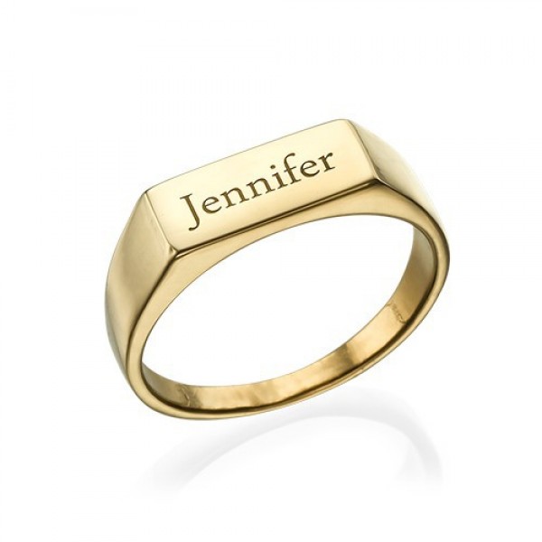 Gold Plated Engraved Signet Ring - Name My Jewelry ™