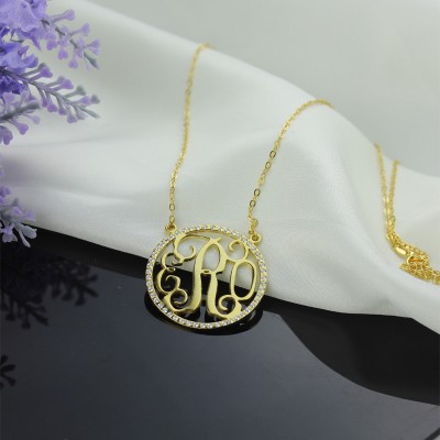 18ct Gold Plated Circle Birthstone Monogram Necklace  - Name My Jewelry ™