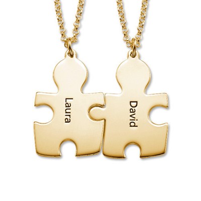 18CT Gold Plated personalized Couple's Puzzle Necklace - Name My Jewelry ™