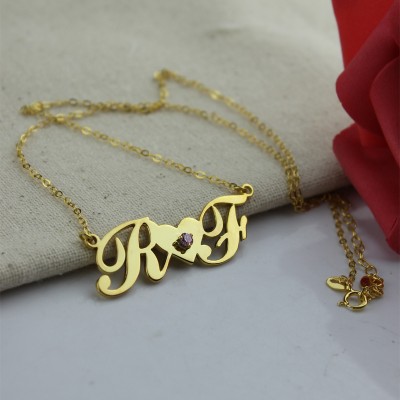18ct Gold Plated Two Initials Necklace - Name My Jewelry ™